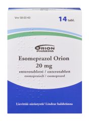 ESOMEPRAZOL ORION enterotabletti 20 mg 14 fol